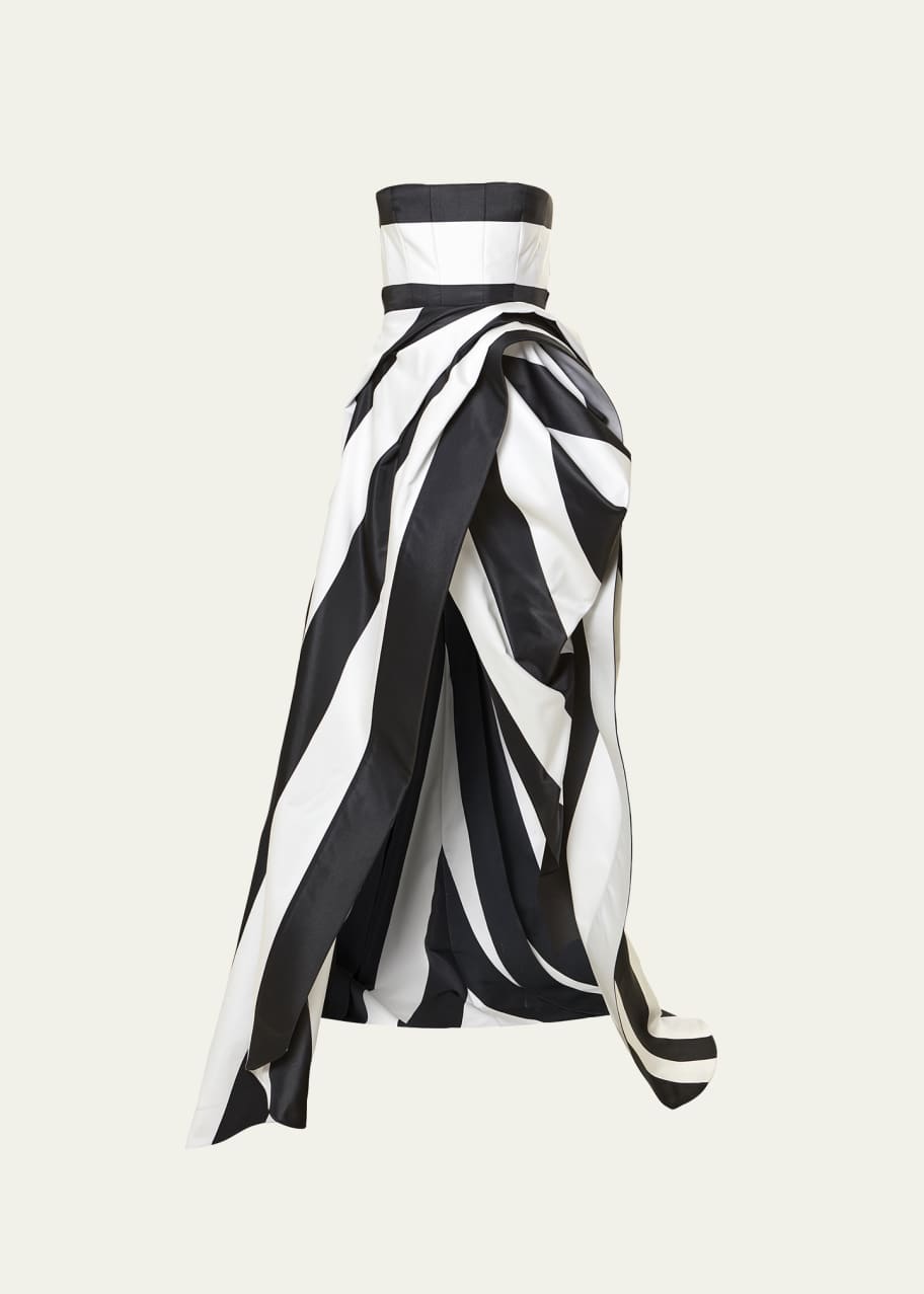 Carolina Herrera Stripe Strapless Draped Skirt Gown - Bergdorf Goodman