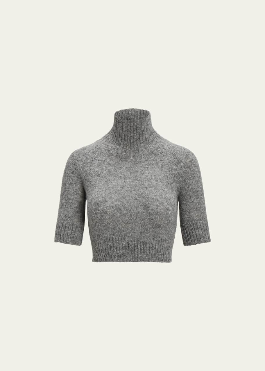 Short Sleeve Turtleneck Crop Wool Sweater