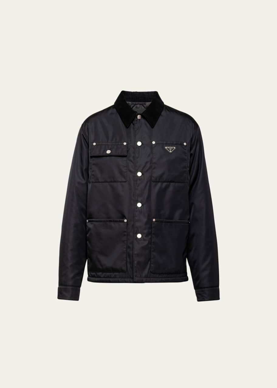 Prada Men s Re Nylon Jacket with Corduroy Trim Bergdorf Goodman