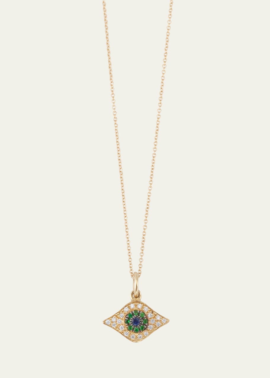 Image 1 of 1: Kitten Eye 18K Gold Multi-Stone Necklace