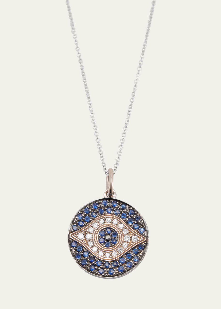 Image 1 of 1: Little Dawn Blue Sapphire and Diamond 18K White Gold Necklace