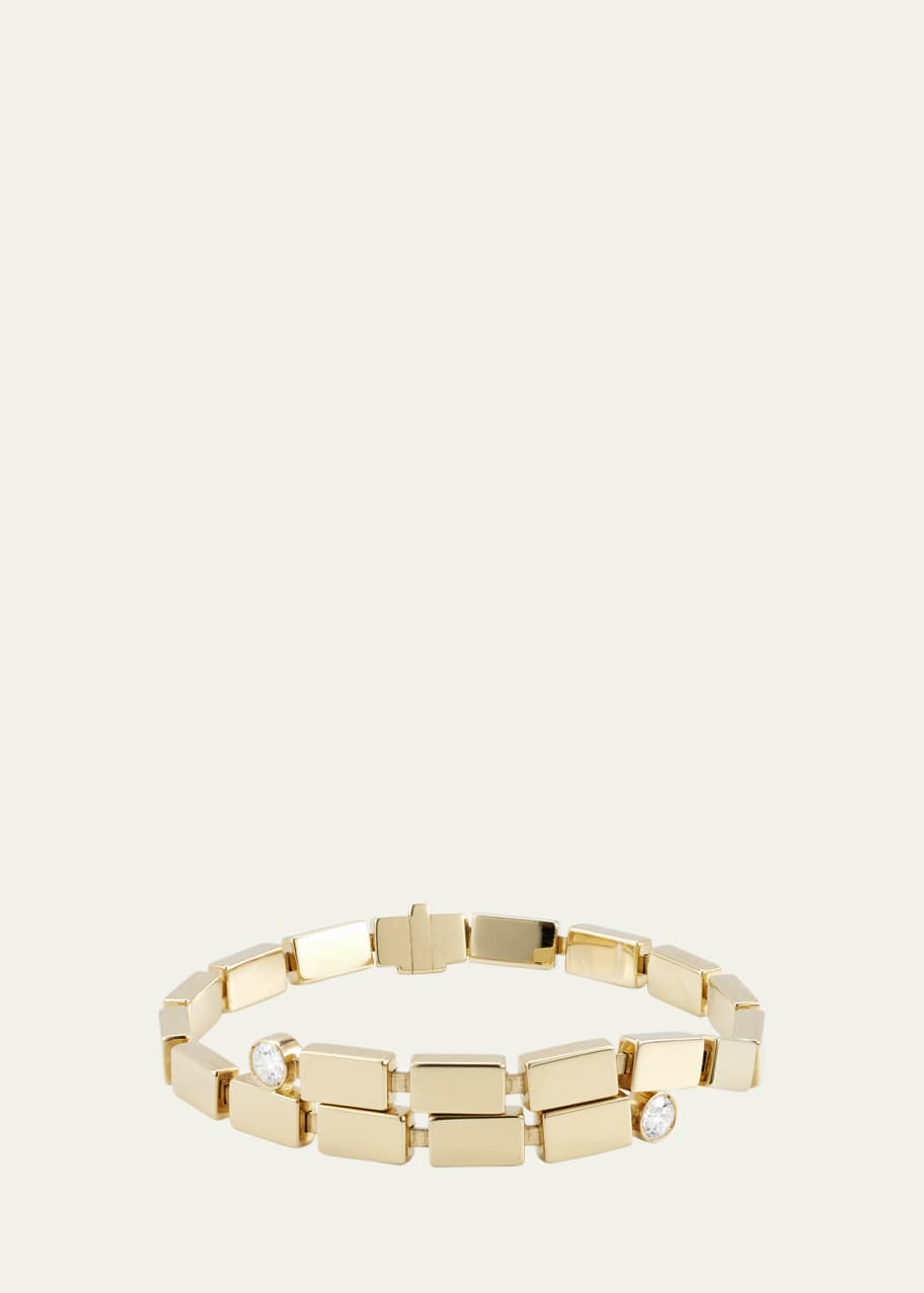 Image 1 of 1: 18K Yellow Gold Overlap Falls Bracelet with White Diamonds