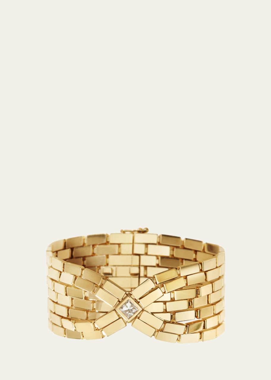 Image 1 of 1: 18K Yellow Gold Cascade Bracelet with Square White Diamonds