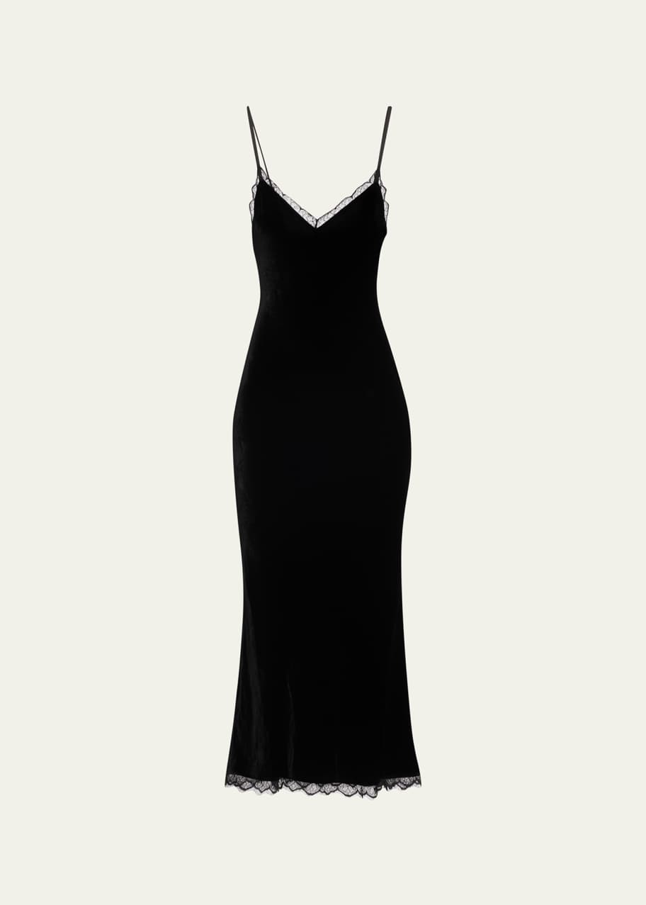 chinese dress ladies Black Richelieu Velvet Slip Dress – FARM Rio