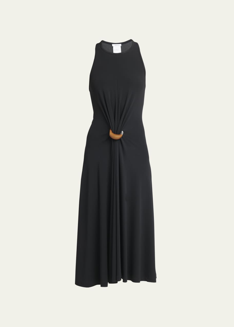 Ferragamo Ring-Gathered Sleeveless Jersey Midi Dress - Bergdorf Goodman