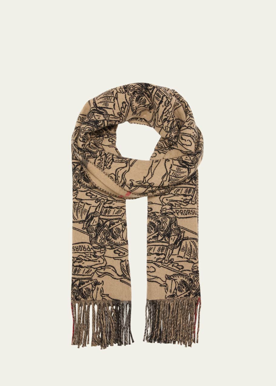 Image 1 of 1: Knight Sketch Cashmere Scarf