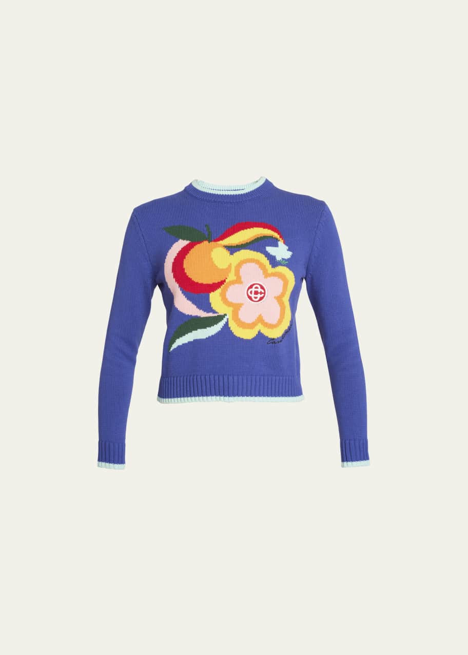 Isabelle's Intarsia Sweater Palmetto Pearl Floral Bouquet