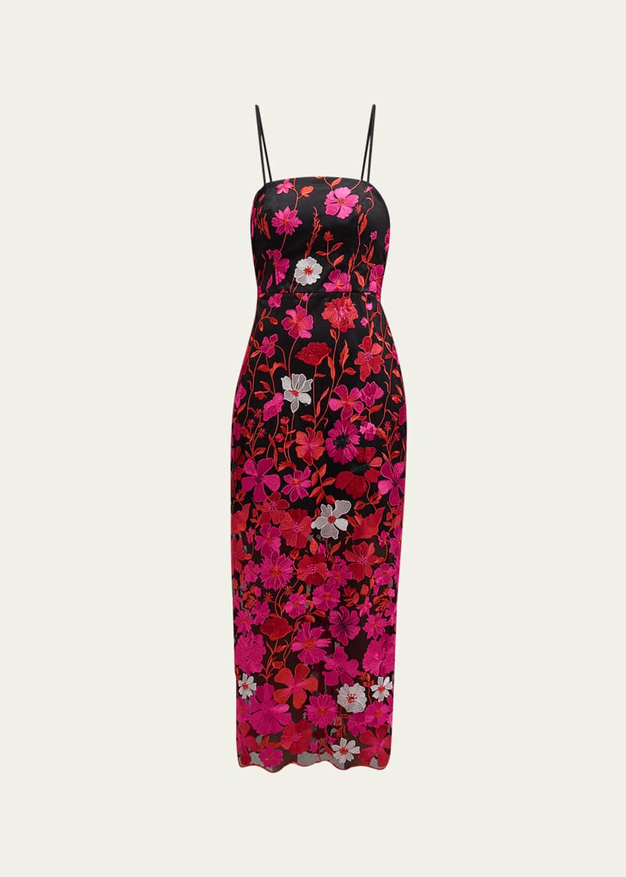 milly kait floral embroidered dress Milly Kait Floral-Embroided Cocktail Dress