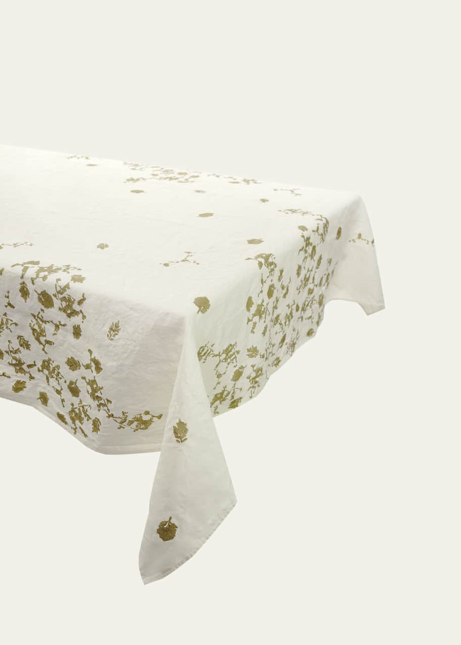 Image 1 of 1: Gold Leaf Linen Tablecloth