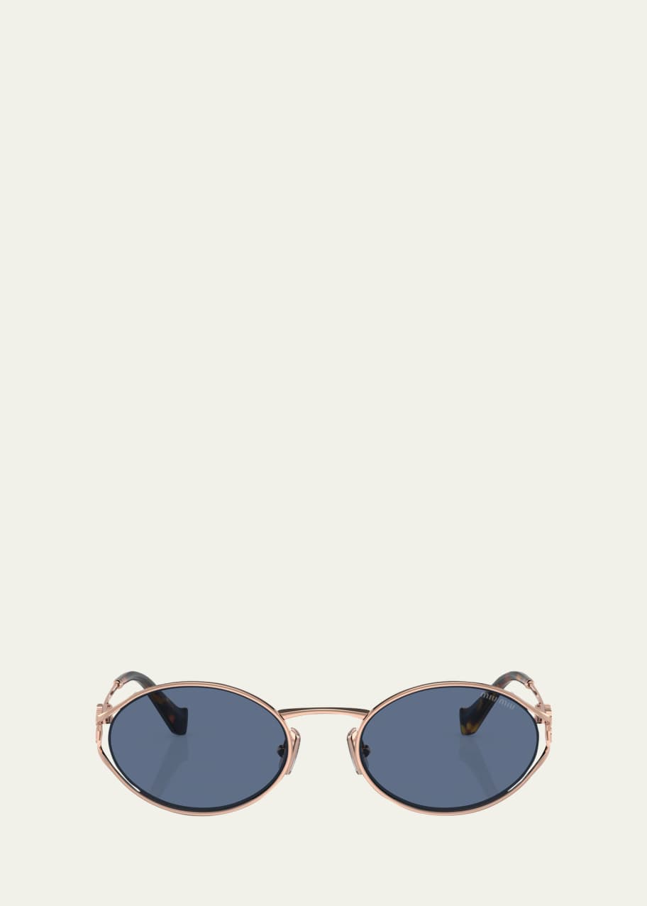 Miu Miu Cut-Out Metal & Plastic Oval Sunglasses - Bergdorf