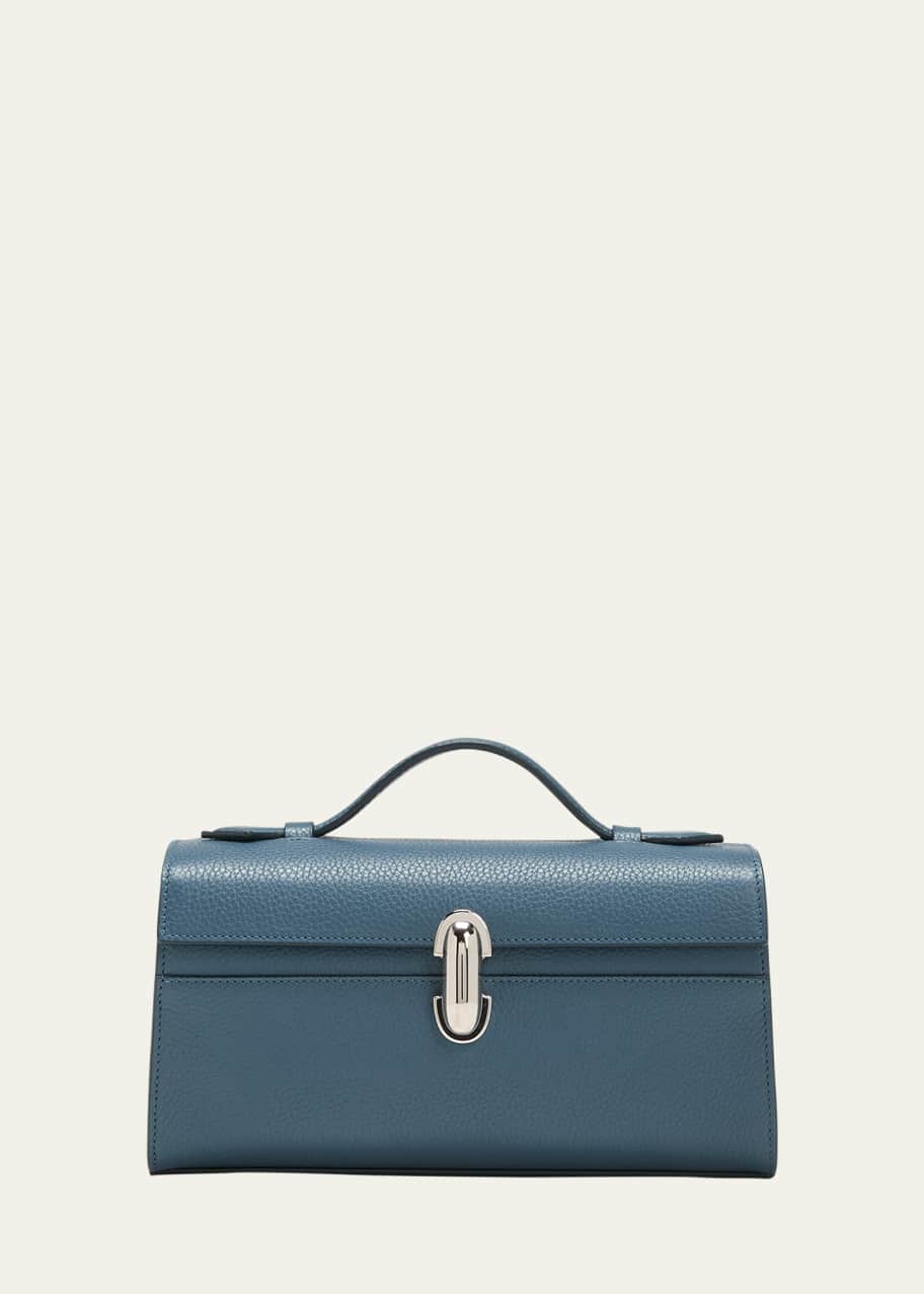 Theory SAG HARBOR/ASYMMETRY SHELL S　リネン Savette The Symmetry Pochette Leather Top-Handle Bag
