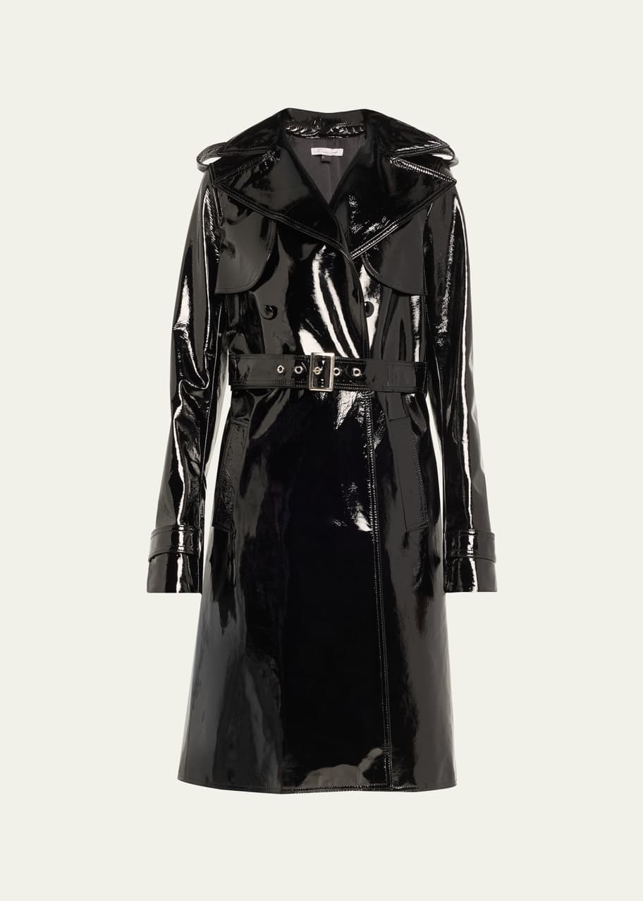 LaQuan Smith Patent Leather Belted Trench Coat - Bergdorf Goodman