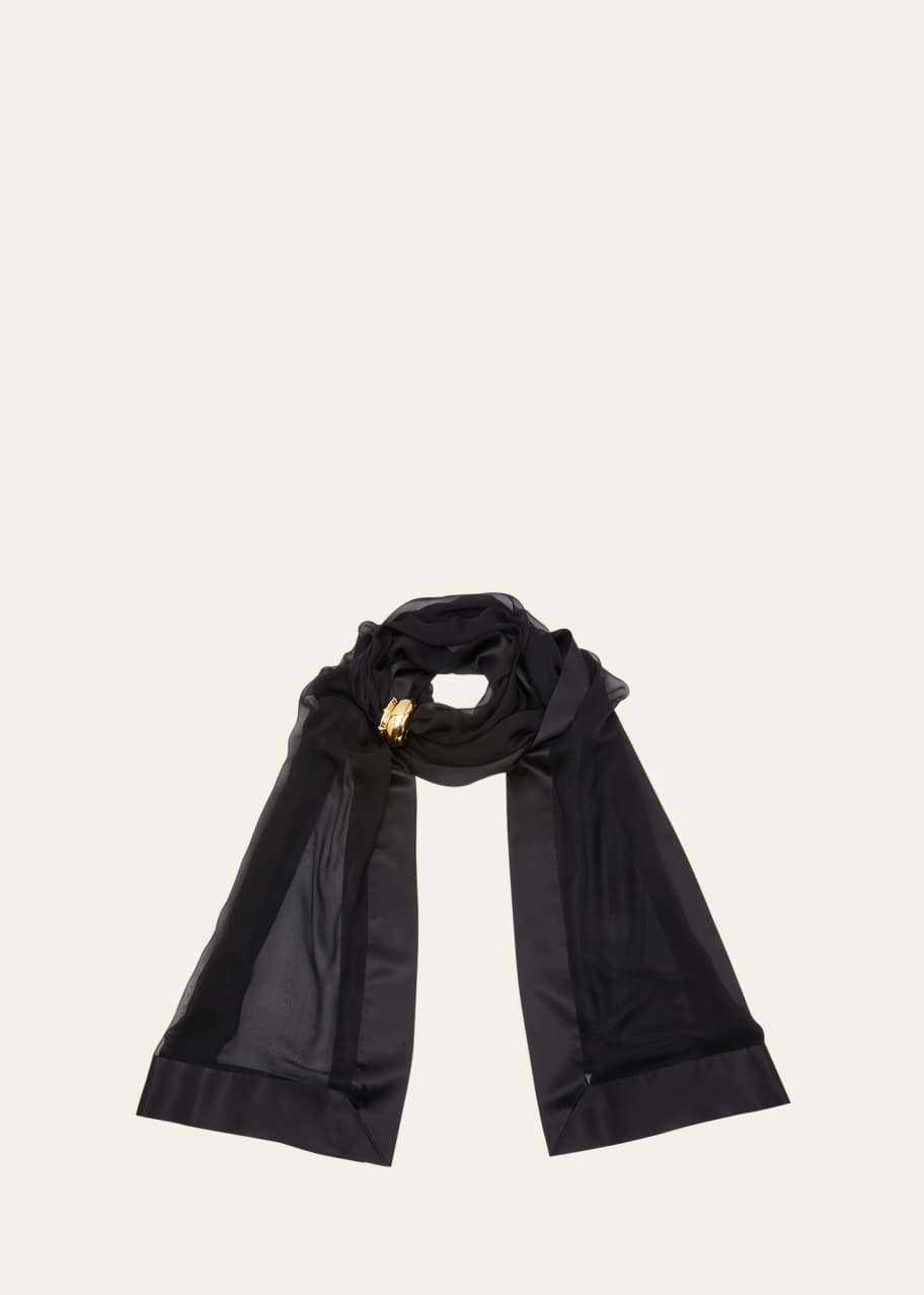 Image 1 of 1: Extra-Long Sheer Bordered Scarf