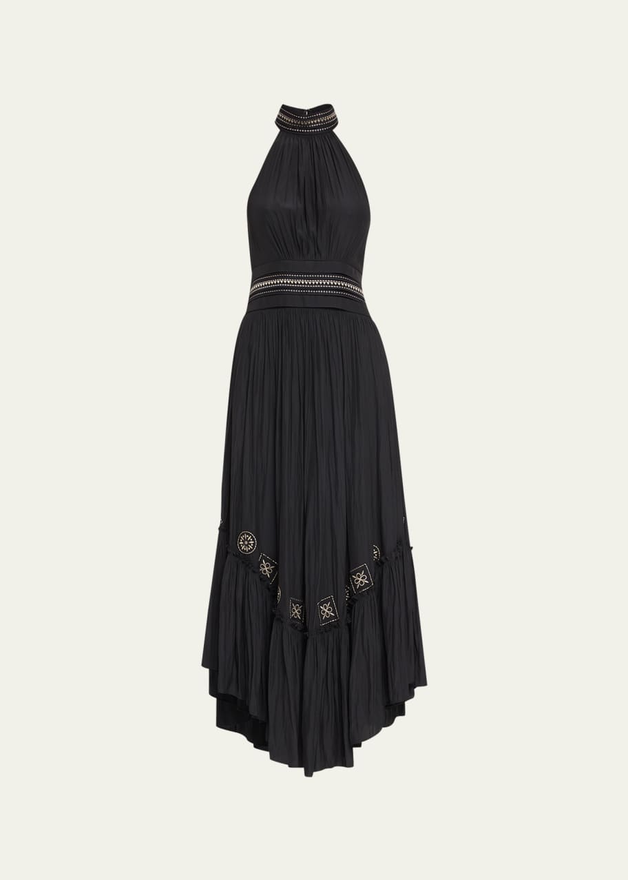 tory burch embroidered tunic dress White Embroidery Halter Midi Dress