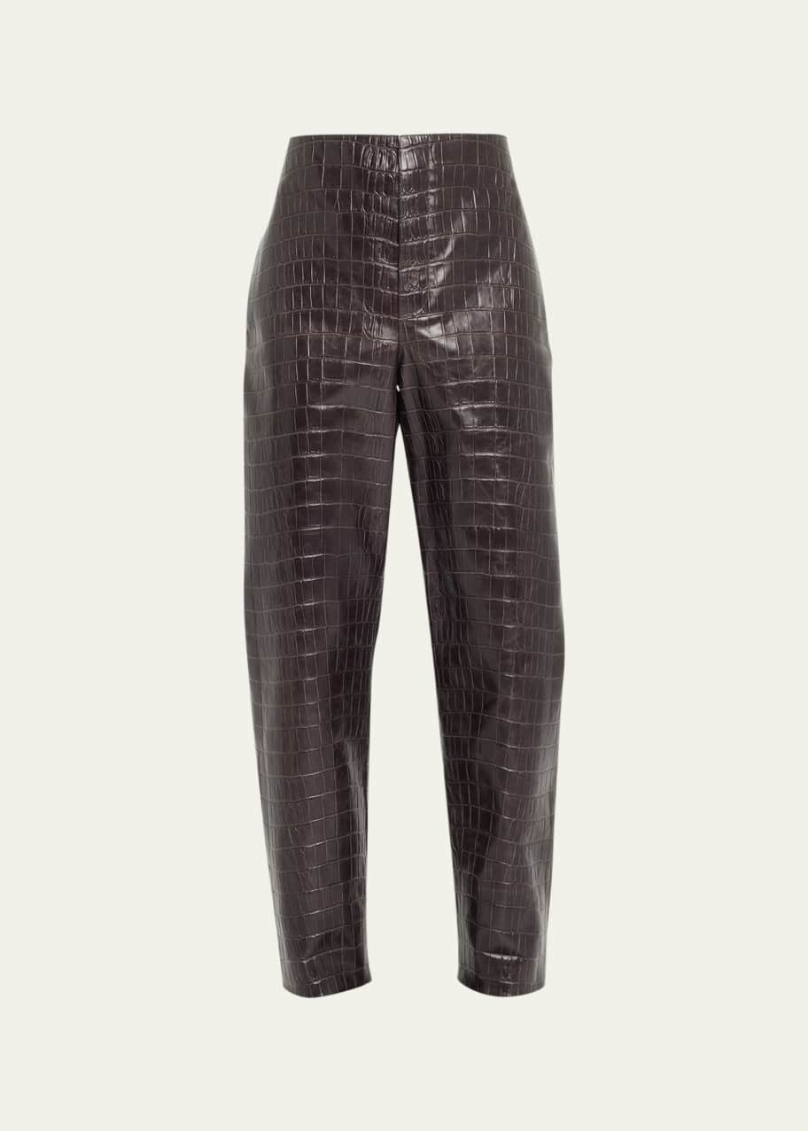 Bottega Veneta Men's Crocodile-Effect Leather Trousers - Bergdorf