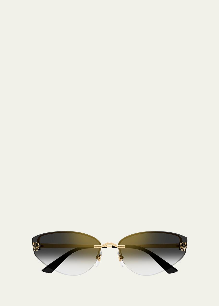 Cartier Panthère Rimless Metal Alloy Cat-Eye Sunglasses - Bergdorf Goodman