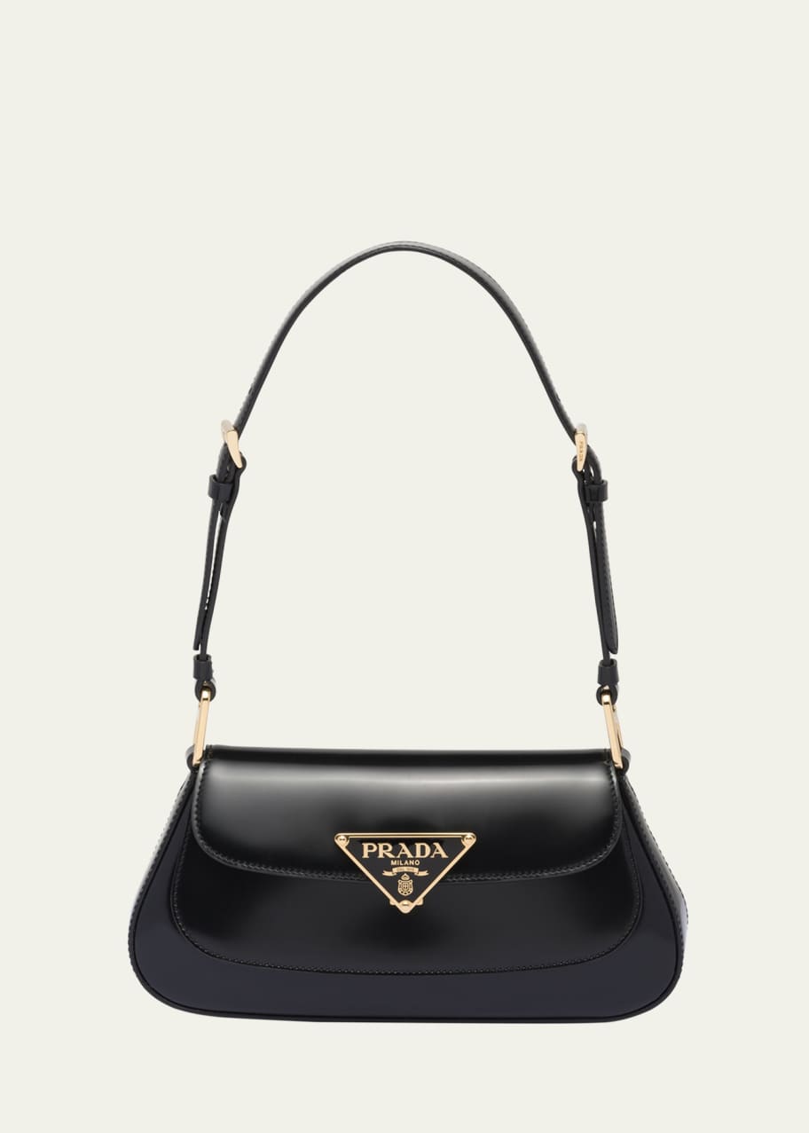 Prada Flap Spazzolato Leather Shoulder Bag - Bergdorf Goodman