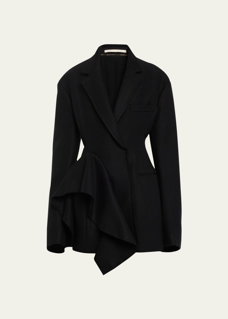 Jason Wu Collection Wool Melton Sculpted Jacket with Ruffle Detail