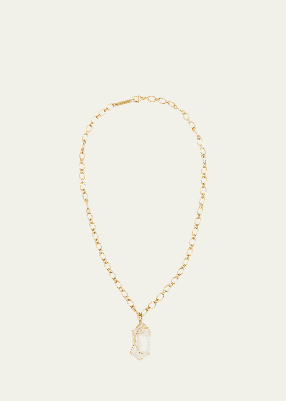 Image 1 of 1: 18K Gold and Rock Crystal Herkimer Pendant Necklace