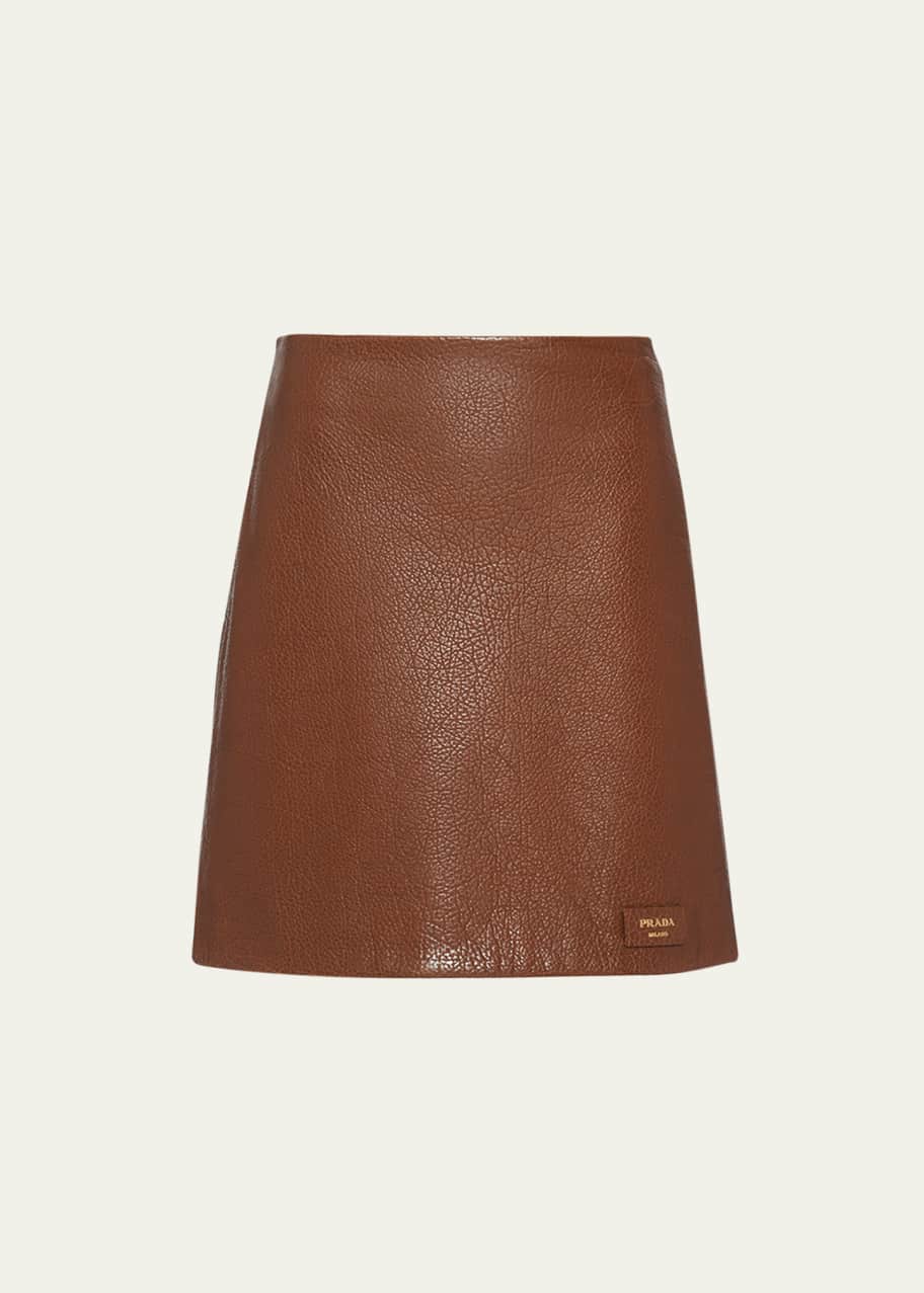 Image 1 of 1: Napa Leather Mini Skirt