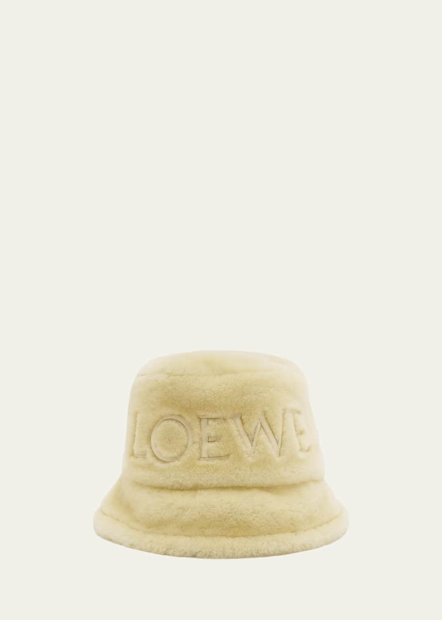 Loewe Embroidered Logo Shearling Bucket Hat - Bergdorf Goodman