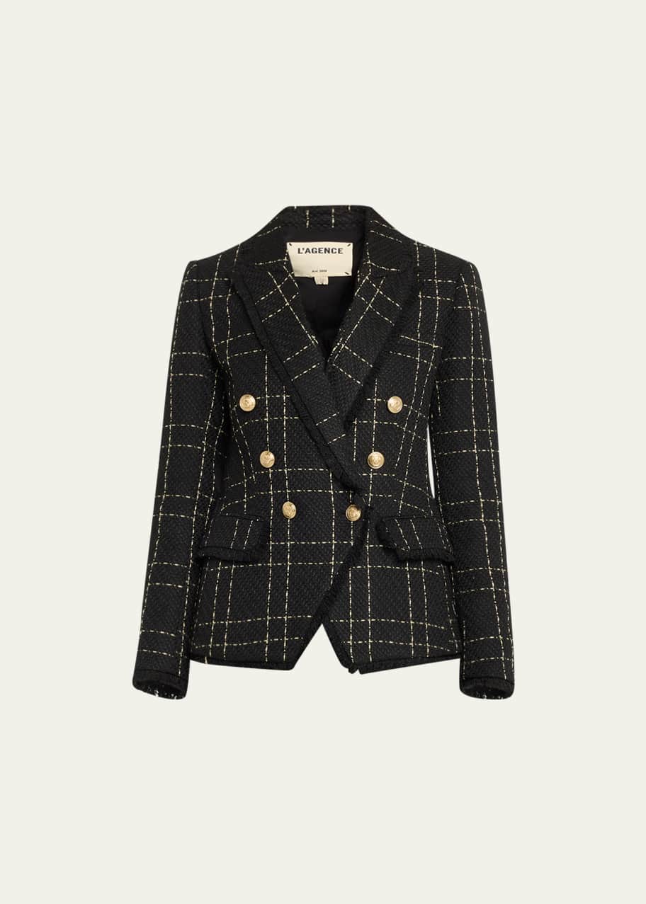 L'Agence Kenzie Tweed Fringe-Trim Blazer - Bergdorf Goodman