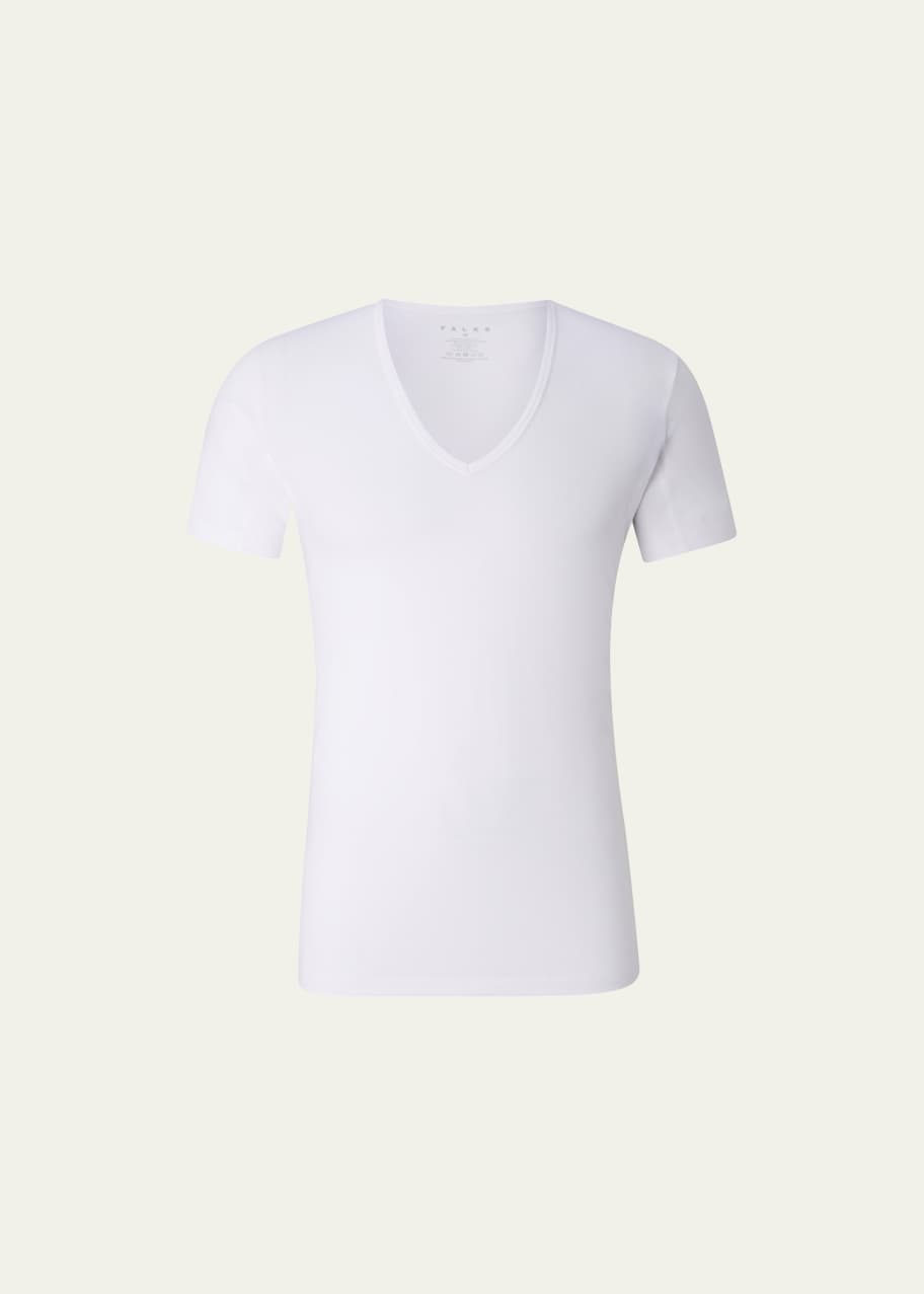 Image 1 of 1: Men's Cotton-Stretch V-Neck T-Shirt