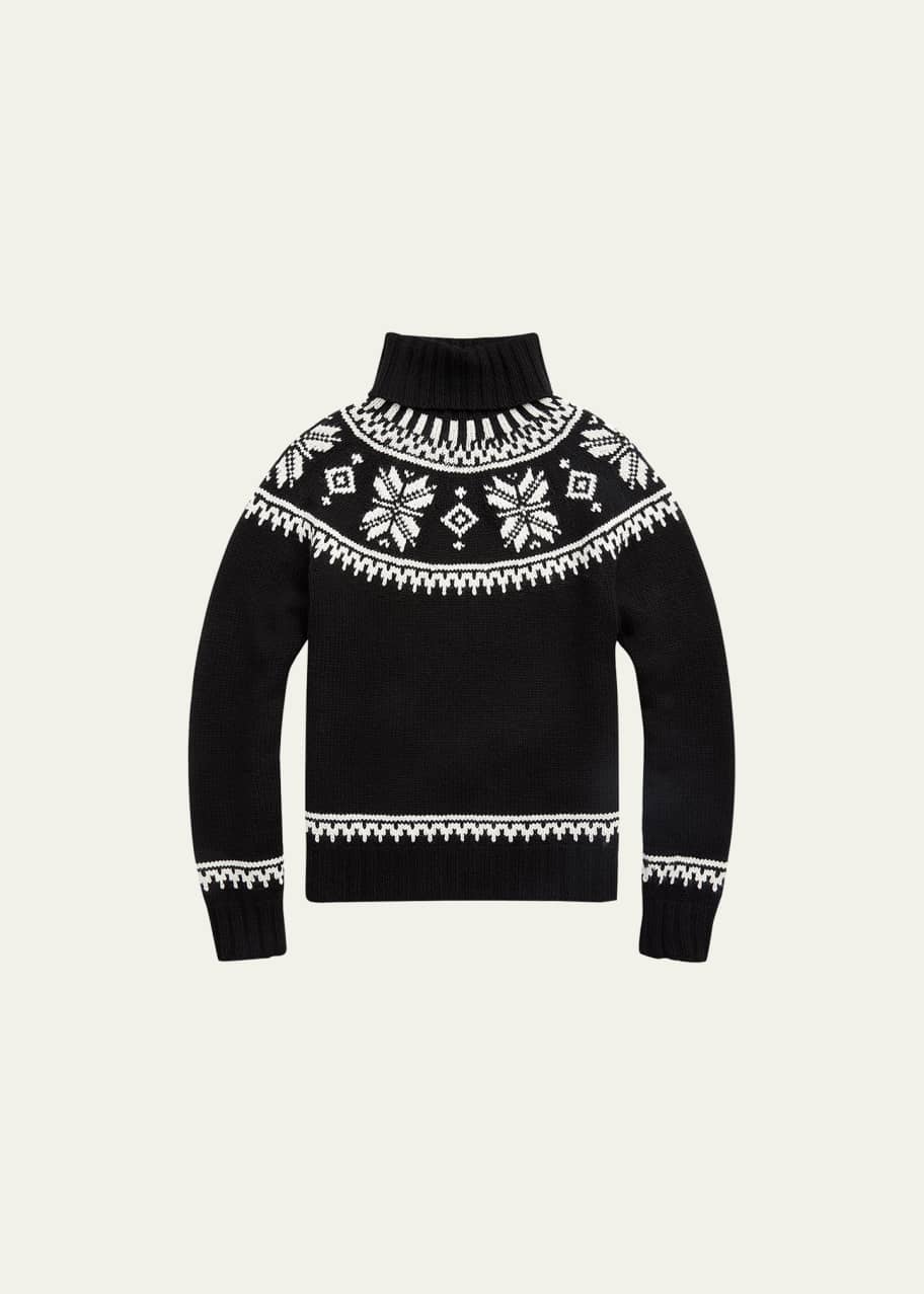 Men's Hand-Knit Cashmere Snowflake Turtleneck