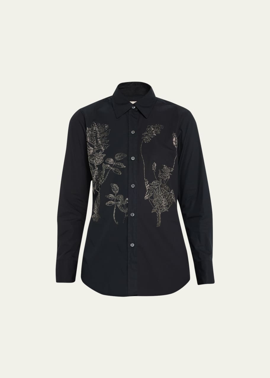 Image 1 of 1: Crystal Botanical Embellished New Classic Shirt