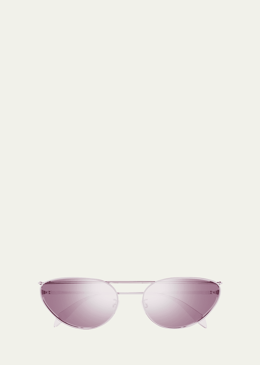 Image 1 of 1: Studded Metal Cat-Eye Aviator Sunglasses