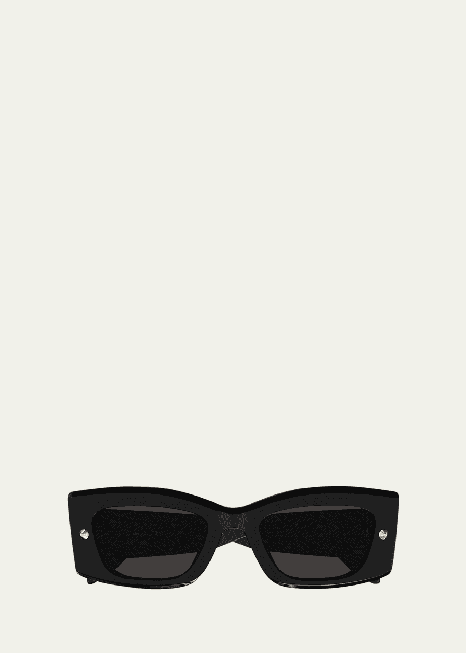 Image 1 of 1: Studded Acetate Rectangle Sunglasses
