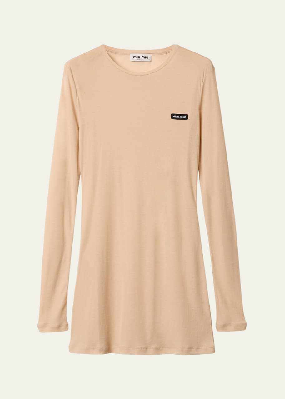 Miu Miu Long Sleeve Cotton Mini Dress - Bergdorf Goodman