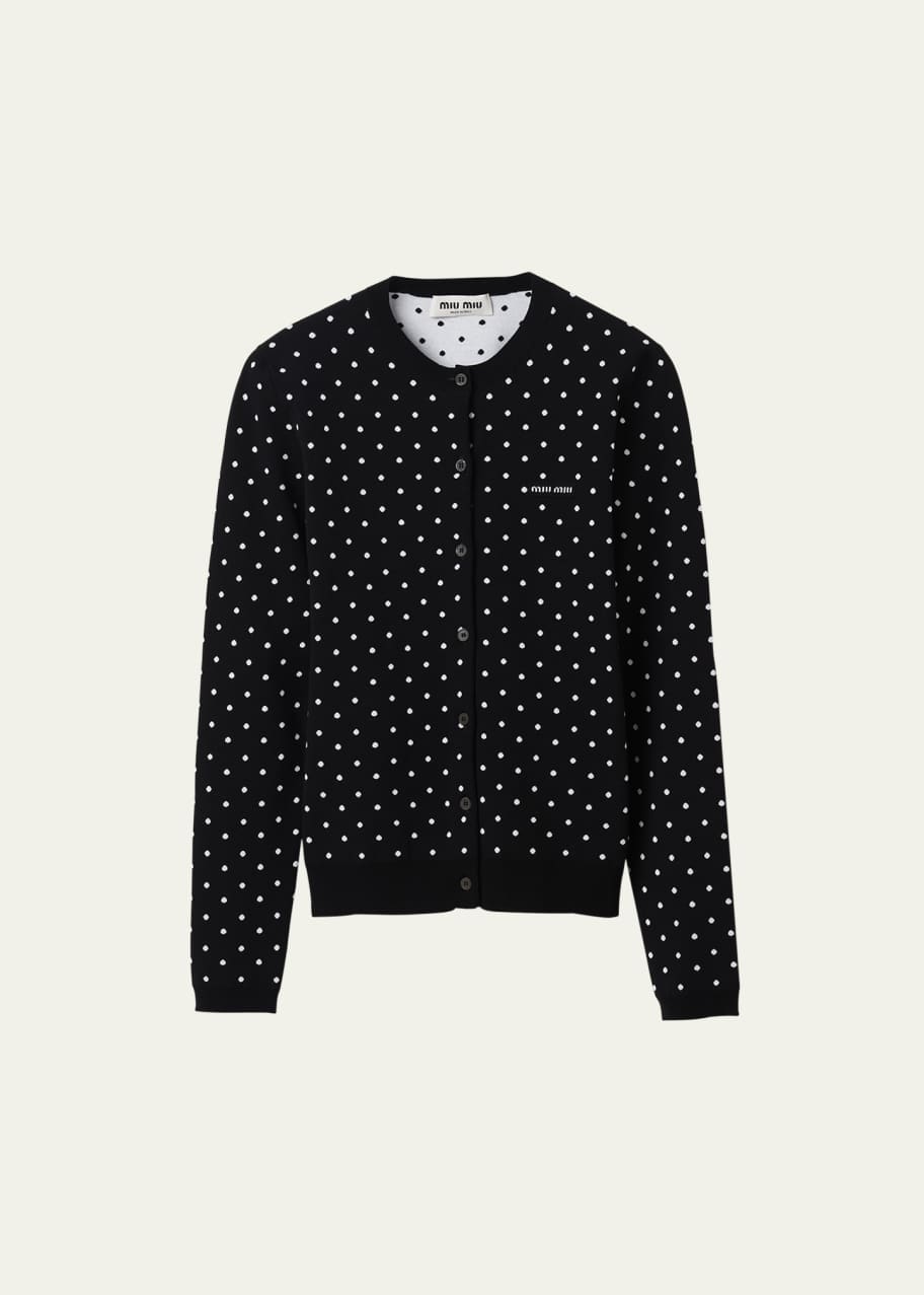 Miu Miu Polka Dot Viscose Cardigan - Bergdorf Goodman