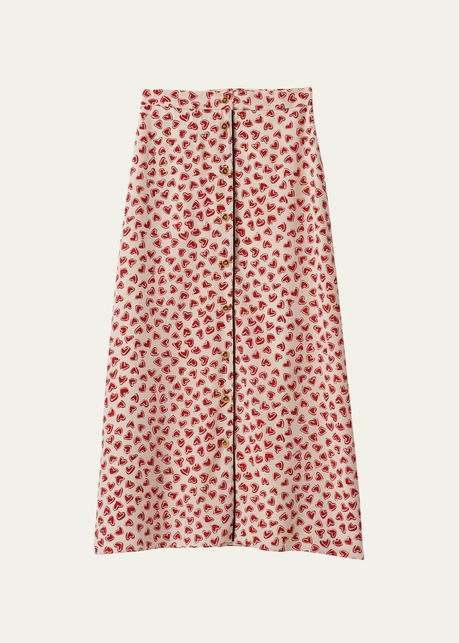 Heart silk midi skirt clearance