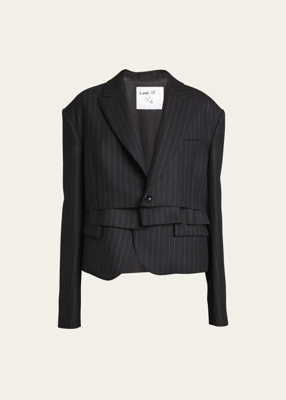 SACAI Layered Chalk Stripe Deconstructed Blazer Jacket - Bergdorf