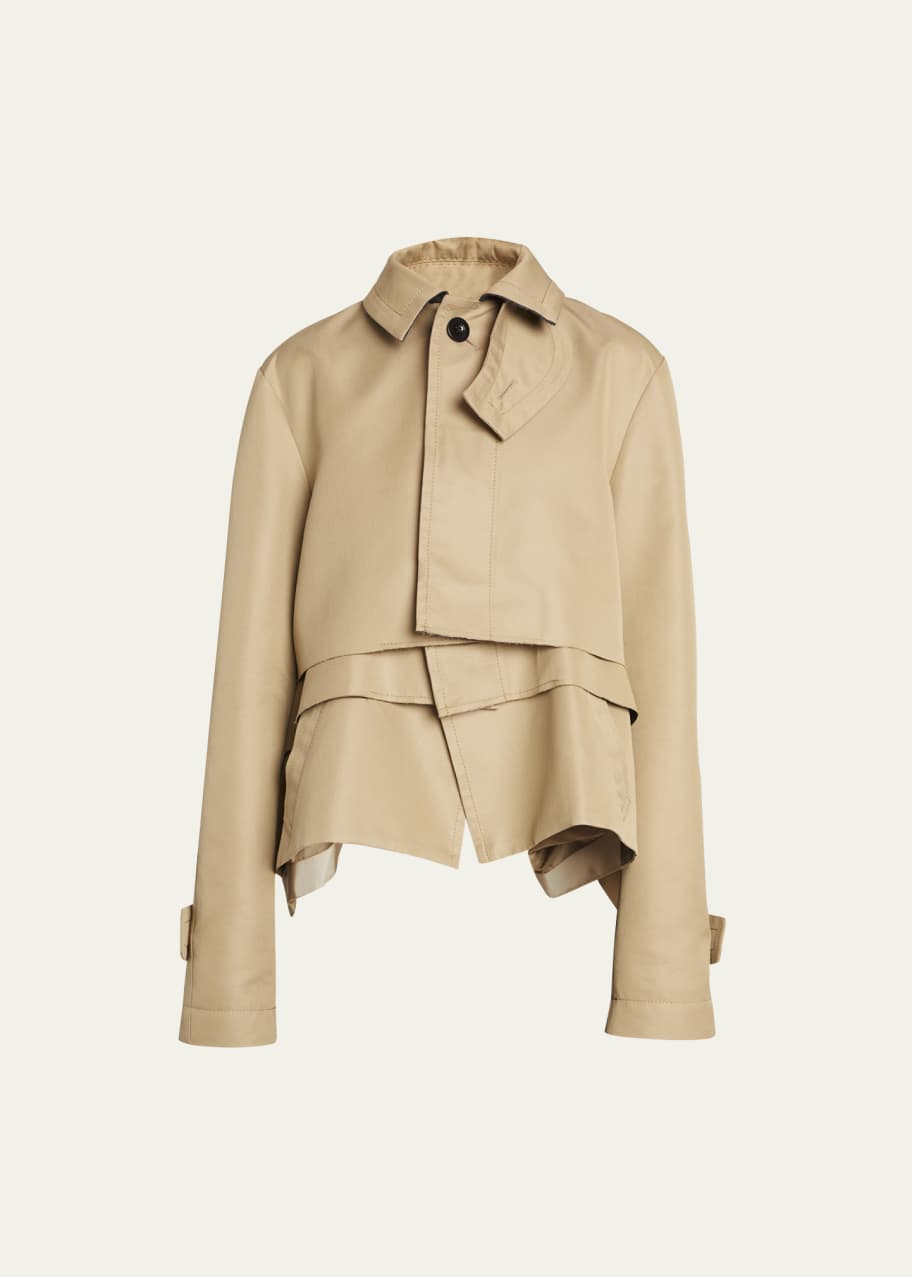SACAI Cropped Trench Coat with Ruffled Layers - Bergdorf Goodman