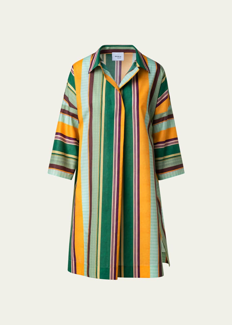 Akris punto Deck Chair Stripe Print Poplin Polo Dress - Bergdorf Goodman