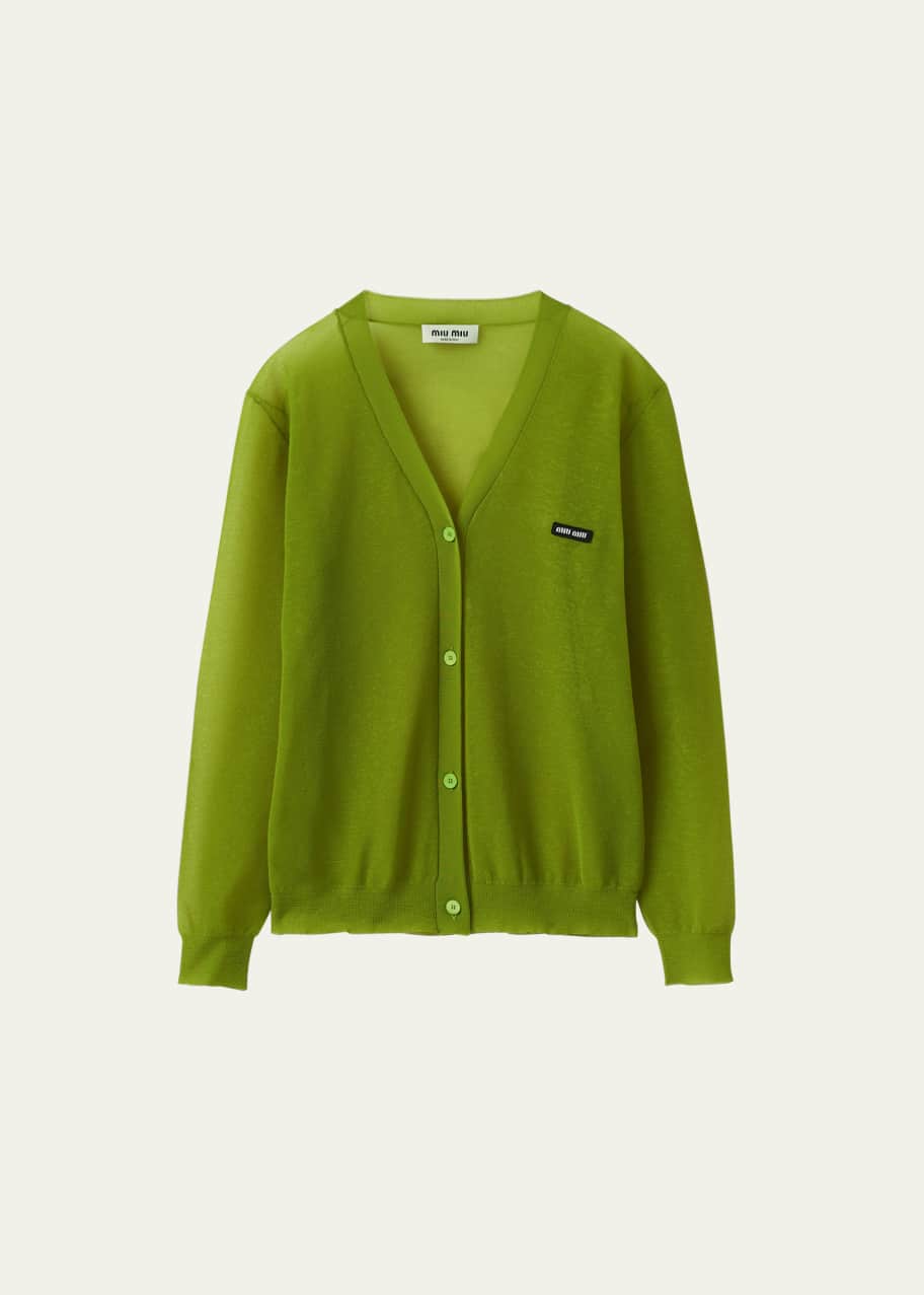 Miu Miu V-Neck Nylon Cardigan - Bergdorf Goodman