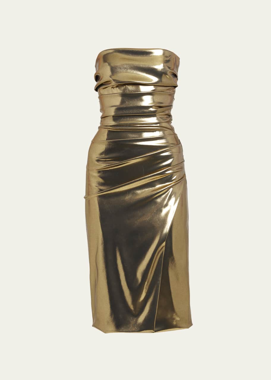 Dolce&Gabbana Laminated Fabric Strapless Draped Midi Dress - Bergdorf  Goodman