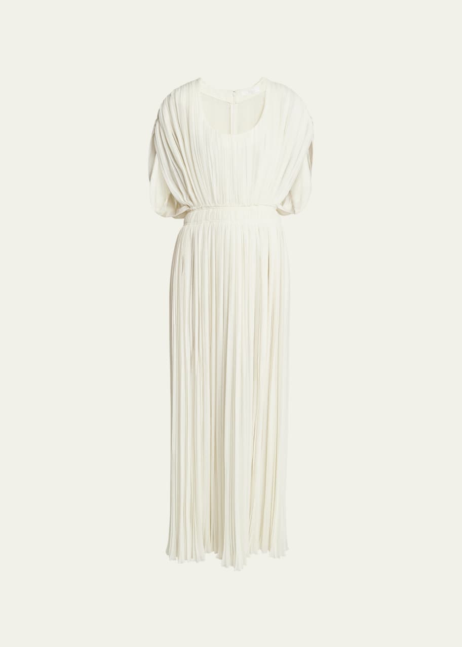 Chloe Long Wool Gauze Pleated Dress - Bergdorf Goodman