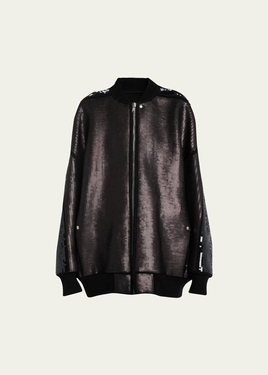 Rick Owens Jumbo Peter Flight Sequined Wool Oversized Bomber