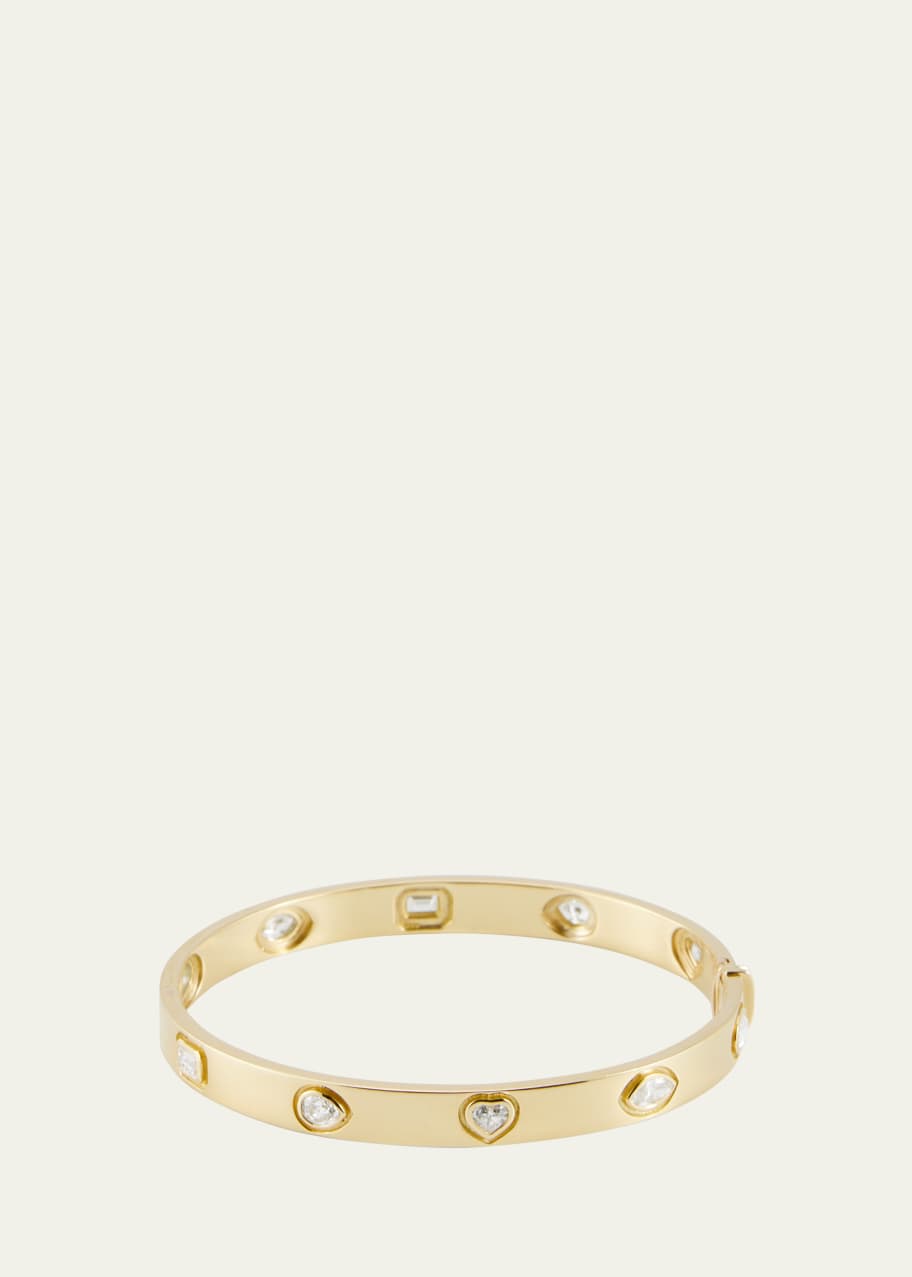 Image 1 of 1: 18k Gold Oval Bangle With Diamonds