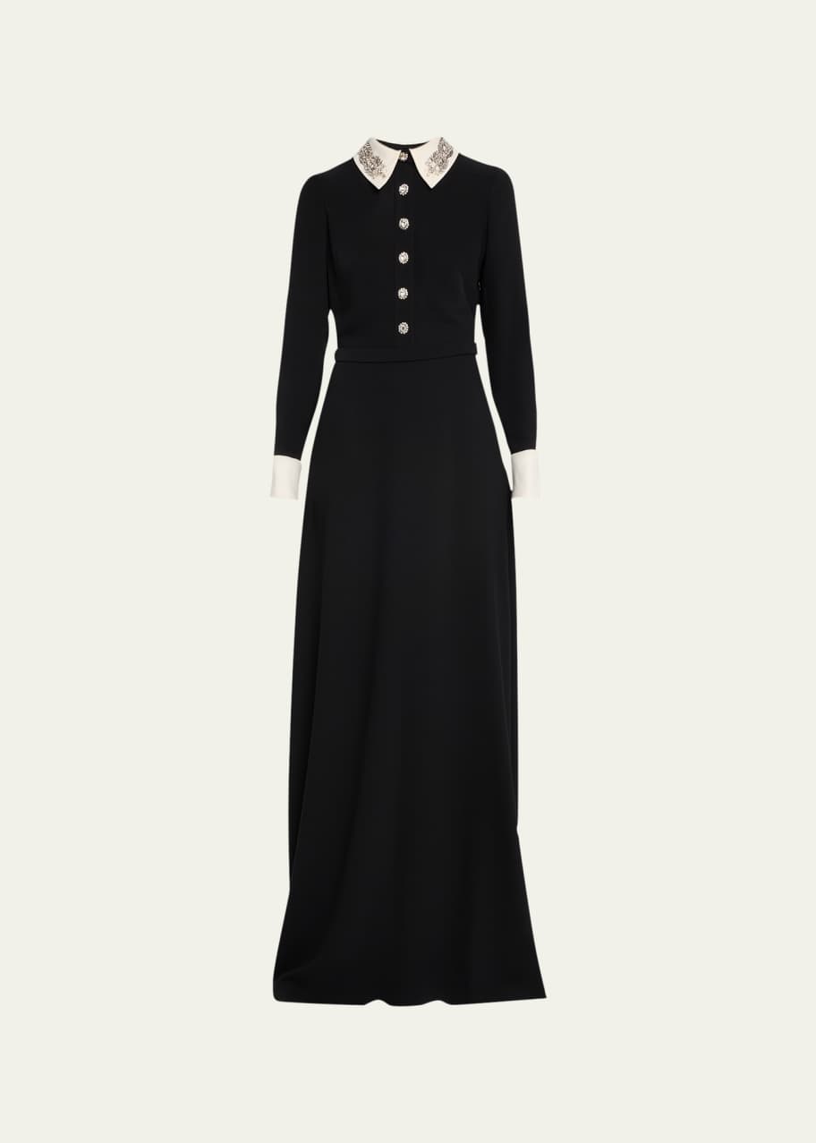 reem acra black dress Reem Acra Pleated Black Dress with Flutter Back