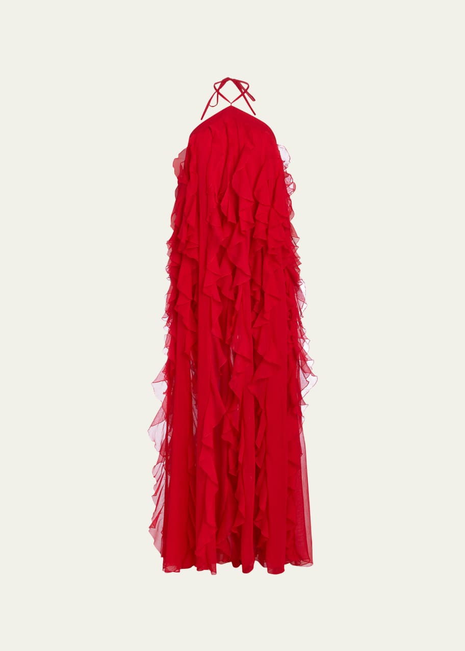 PatBO Open-Back Ruffle Halter Maxi Dress - Bergdorf Goodman