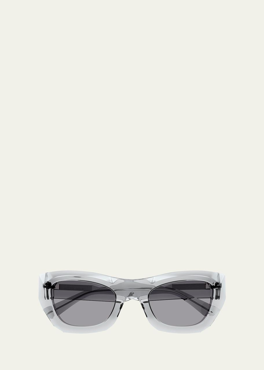 Bottega Veneta Transparent Acetate Rectangle Sunglasses  display picture 3