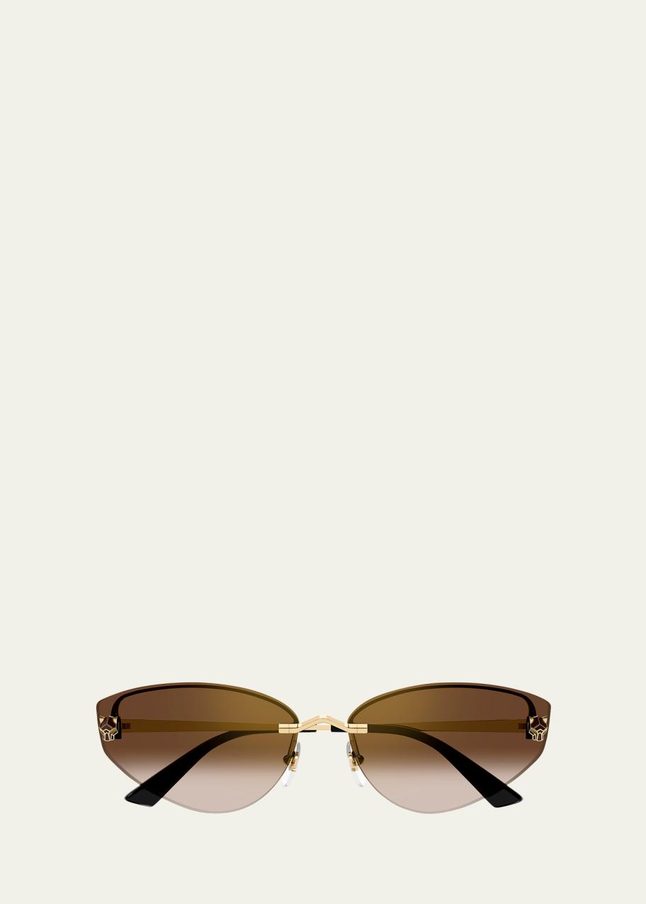 Cartier Panther Rimless Metal Cat-Eye Sunglasses - Bergdorf Goodman