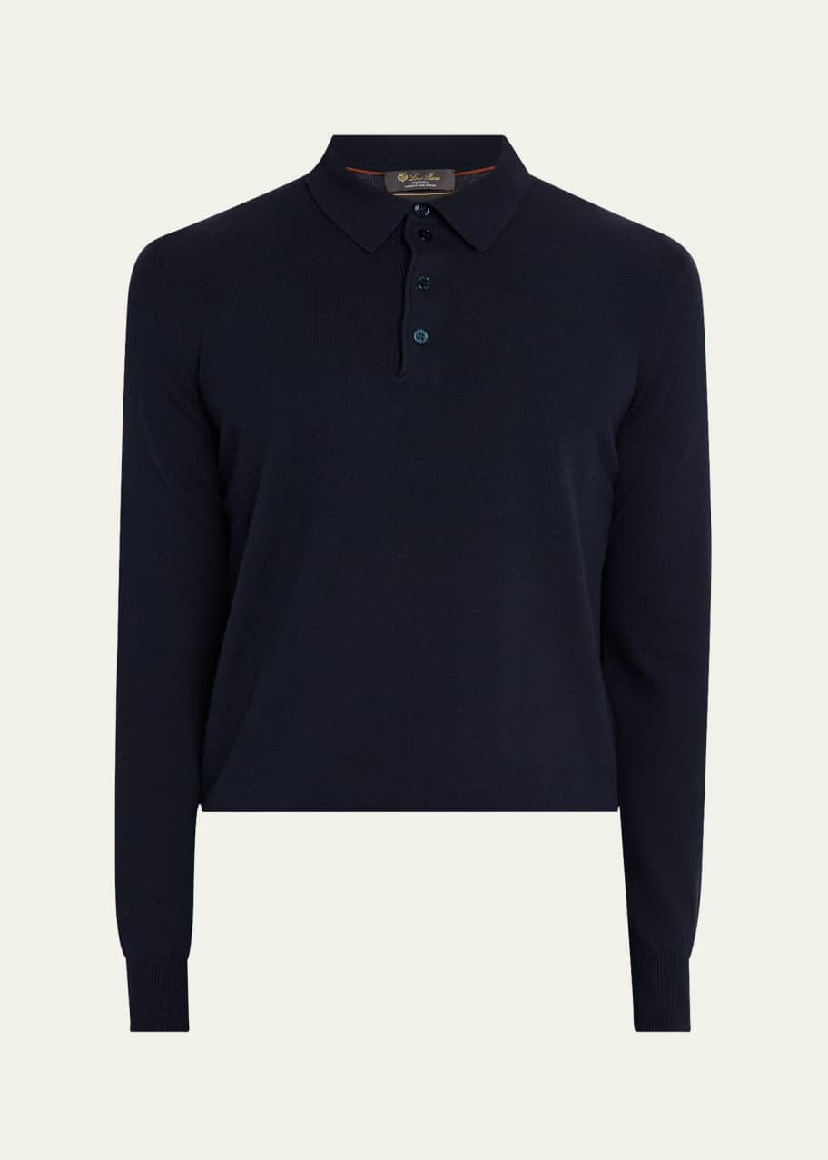 Image 1 of 1: Men's Vicuna Wool Polo Sweater