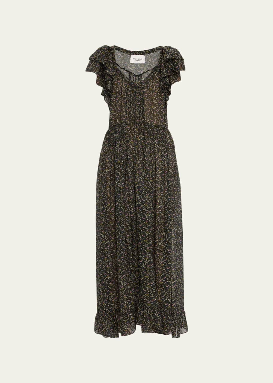 送料無料 いくらから Etoile Isabel Marant Godralia Floral Ruffled A-Line Midi ワンピース