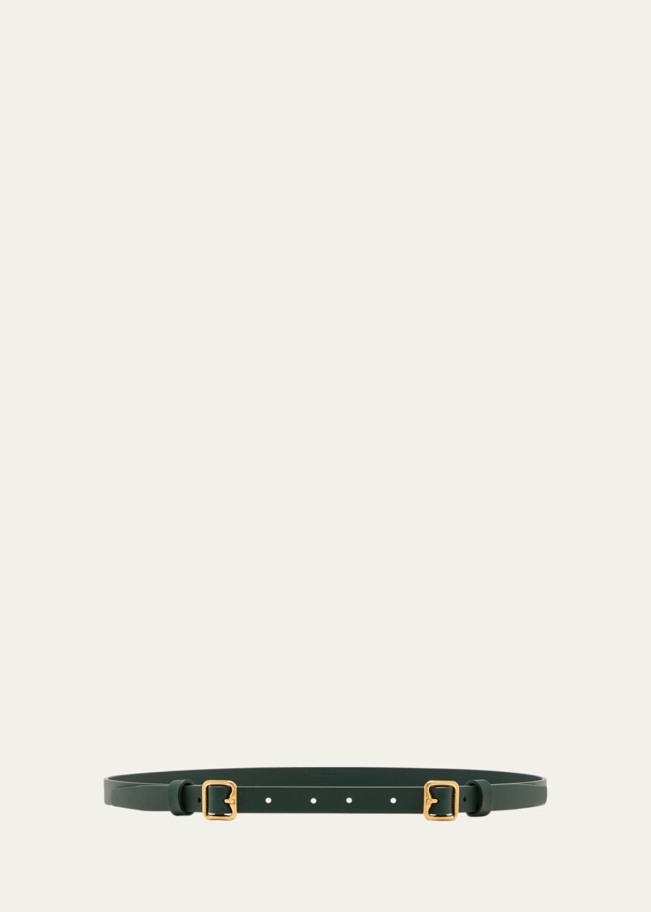 Burberry Double Buckle Leather Belt - Bergdorf Goodman display picture 2