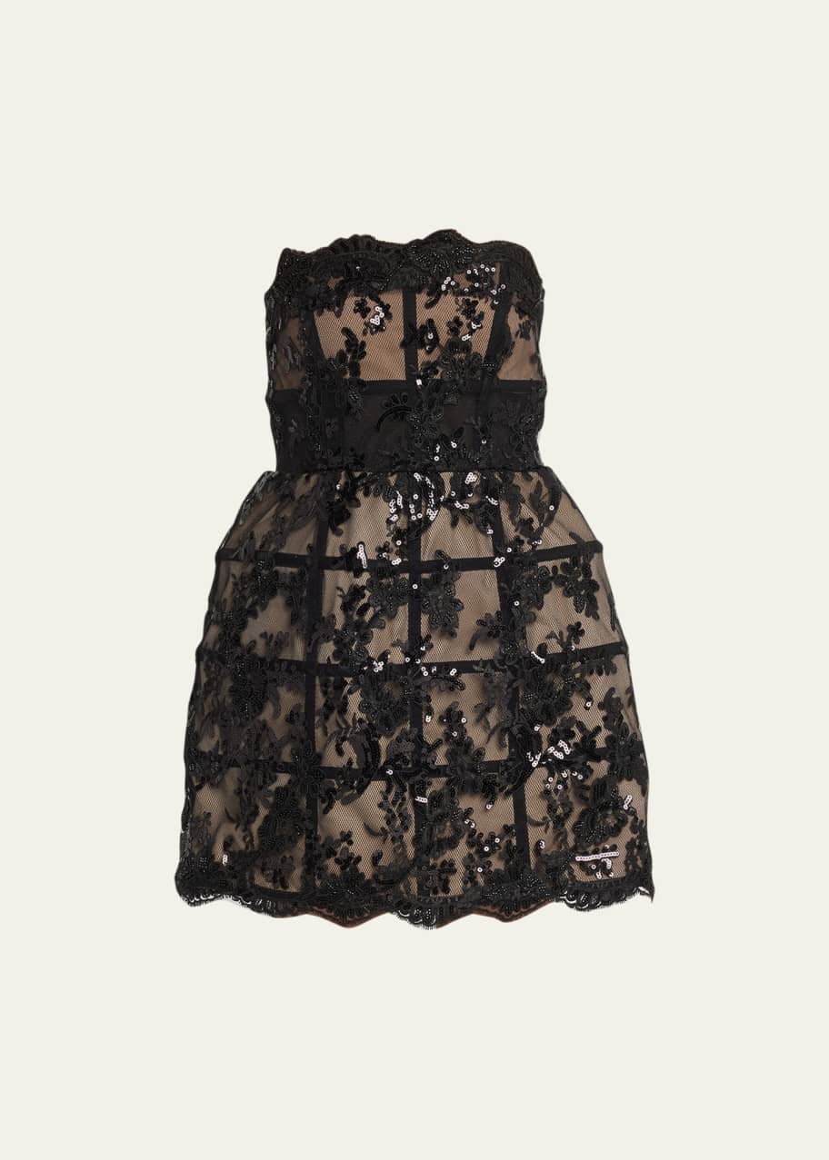 ALICE + OLIVIA Gerda Strapless Embellished Lace Mini Gown - Bergdorf Goodman